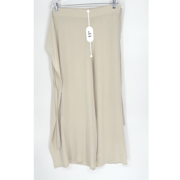 ZARA Beige Wrap Style Palazzo Wide Leg Pants XL Resortwear Party Vacation 101-02 - Picture 7 of 13